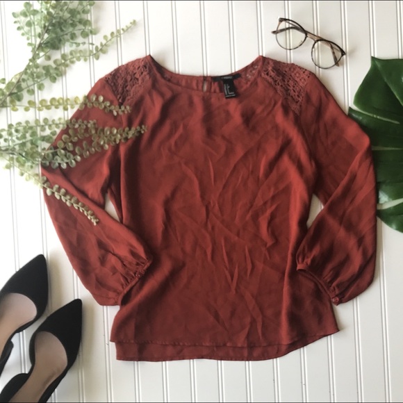 Forever 21 Tops - Forever 21 burnt orange blouse 3/4 sleeve